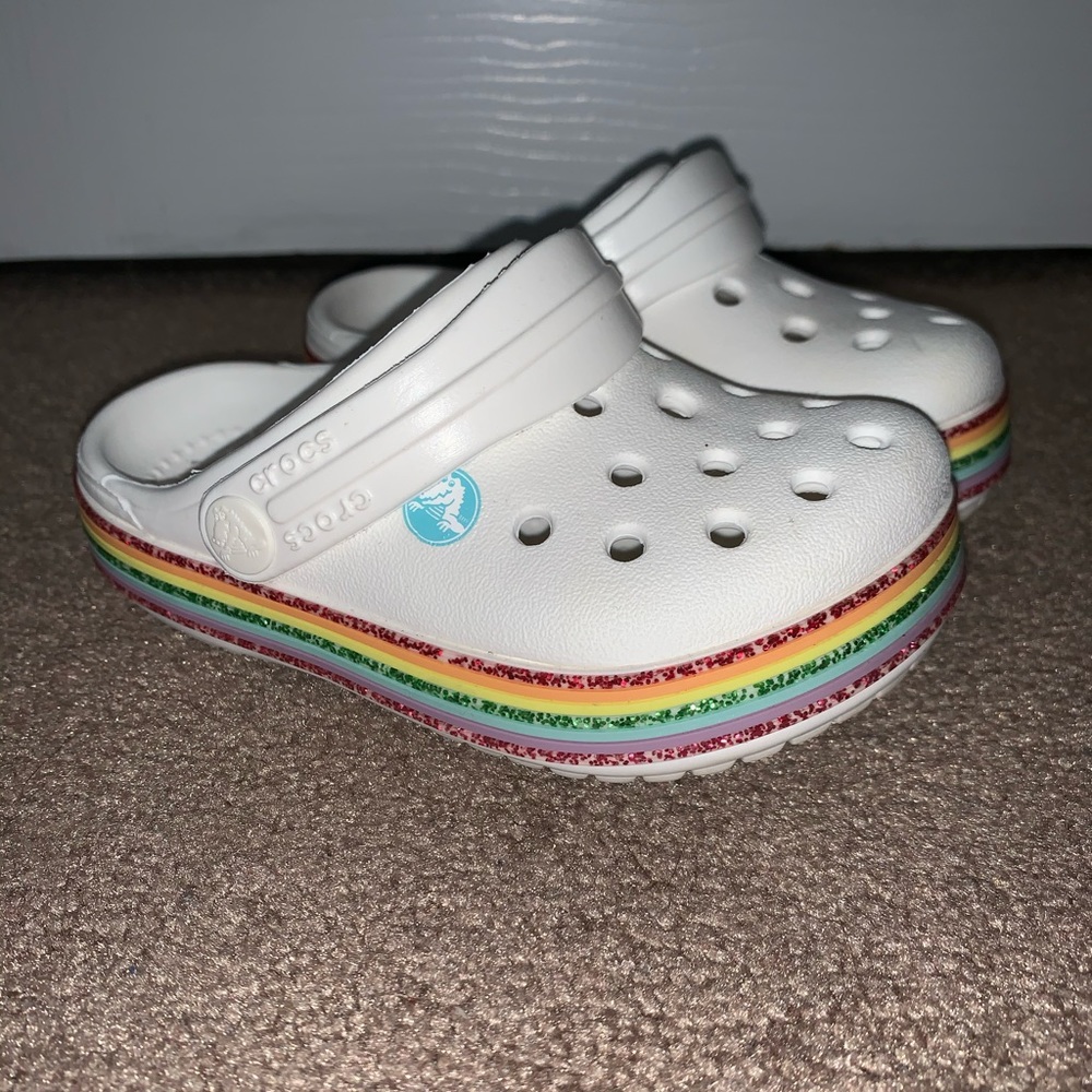 White Rainbow Sole Kid’s Croc